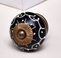 Black Floral Embossed Cabinet knob