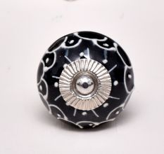 Black Floral Embossed Cabinet knob