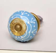 Turquoise Floral Embossed Cabinet knob