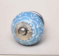 Turquoise Floral Embossed Cabinet knob