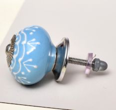 Turquoise Floral Embossed Cabinet knob