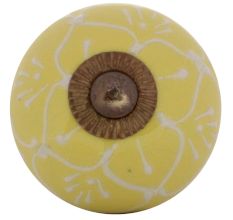 Yellow Floral Embossed Cabinet knob