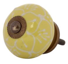 Yellow Floral Embossed Cabinet knob