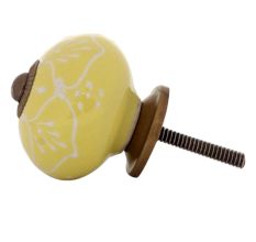 Yellow Floral Embossed Cabinet knob