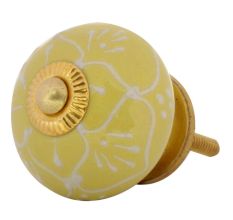 Yellow Floral Embossed Cabinet knob