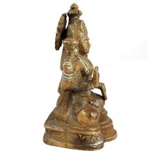 Hand Made Brass Goddess Laxmi Statue Four Hands On A Lotus Base
