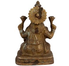 Hand Made Brass Goddess Laxmi Statue Four Hands On A Lotus Base