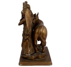 Brass Radha Krishna With Cow Statue
