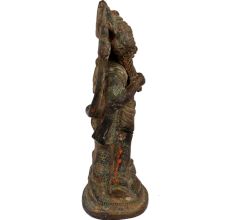 Brass Lord Hanuman Idol Holding Gadha And Dronagiri Mountain