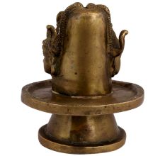 Brass Three Shiva Faces Shivling Worship Statue