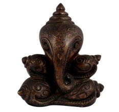 Brass Five Conch Ganesh Ganpati Idol Wall Decoration