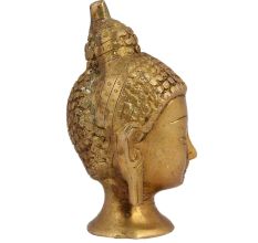 Hand Crafted Golden Brass Buddha Head Statue