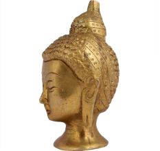 Hand Crafted Golden Brass Buddha Head Statue