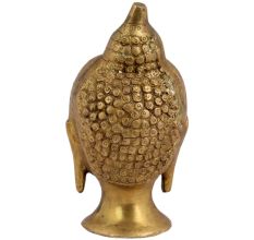 Hand Crafted Golden Brass Buddha Head Statue