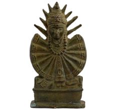Old Brass Tribal Goddess Mata Statue With Unusual Outfit