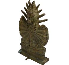 Old Brass Tribal Goddess Mata Statue With Unusual Outfit
