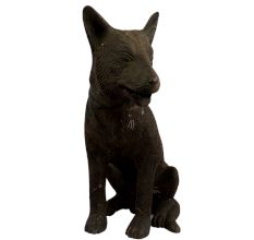 Hand Made Sitting Dog Statue With Lovely Fur Gifting Statue