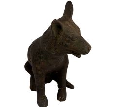 Hand Made Sitting Dog Statue With Lovely Fur Gifting Statue