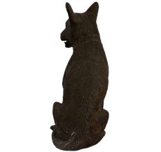 Hand Made Sitting Dog Statue With Lovely Fur Gifting Statue