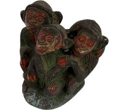 Brass Three Monkey Sitting Together Statue