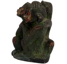 Brass Three Monkey Sitting Together Statue