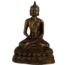 Brass Buddha Statue Sitting In Meditation