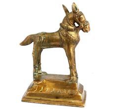 Tribal Golden Brass Standing Horse Statue