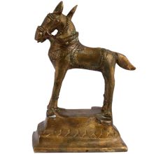 Tribal Golden Brass Standing Horse Statue