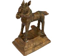 Tribal Golden Brass Standing Horse Statue