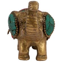 Handpainted Brass Elephant Artifact For Decoration