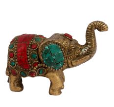 Handpainted Brass Elephant Artifact For Decoration