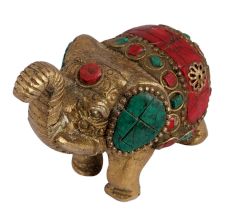Handpainted Brass Elephant Artifact For Decoration