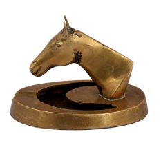 Brass Horse Head With Ashtray