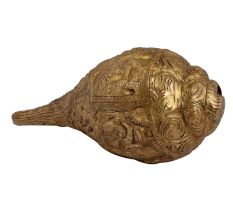 Carved God Image Brass Shankh Conch Shell Showpiece