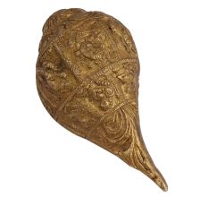 Carved God Image Brass Shankh Conch Shell Showpiece