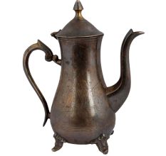 Brass Tea Coffee Pot With Engraved Floral Design