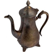 Brass Tea Coffee Pot With Engraved Floral Design