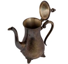 Brass Tea Coffee Pot With Engraved Floral Design