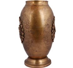 Brass Planter Pot Carved Lion Hunting Deer And Floral Design