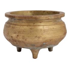 Brass Round Brass Planter Pot On Three Legs