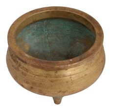 Brass Round Brass Planter Pot On Three Legs