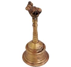 Brass Hand Held Worship Bell With Nandi Finial