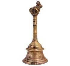 Brass Hand Held Worship Bell With Nandi Finial