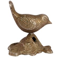 Brass Wren On A Branch Showpiece With Silver Finish