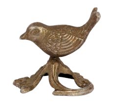 Brass Wren On A Branch Showpiece With Silver Finish