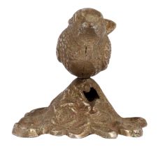 Handmade Brass Wren On Branch Statue With Silver Finish