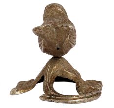 Handmade Brass Wren On Branch Statue With Silver Finish