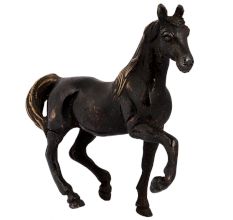 Brass Galloping Horse Statue In Black Finish