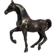 Brass Galloping Horse Statue In Black Finish