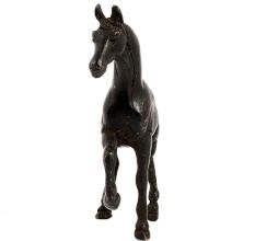 Brass Galloping Horse Statue In Black Finish